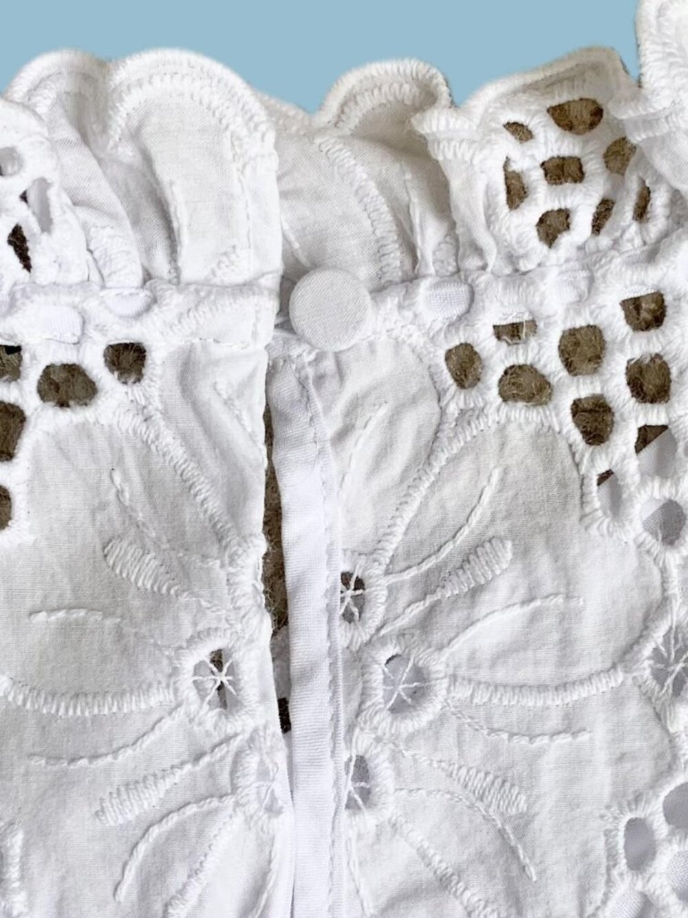 New J. Crew White Fleur Ruffle Neck Eyelet Sleeveless Top, Small, BR583 - Picture 6 of 11